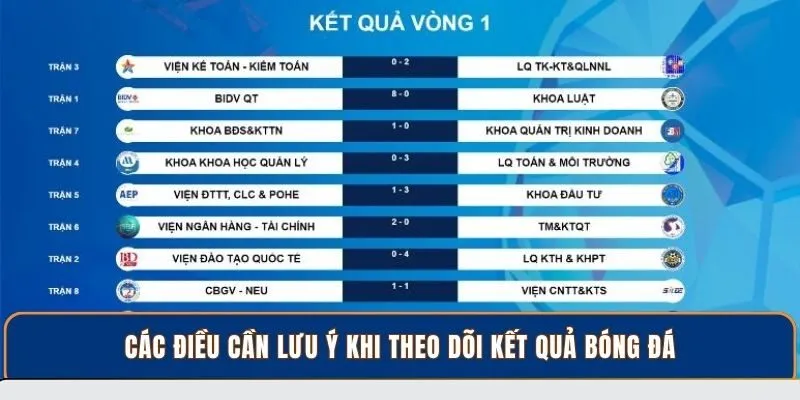 Các điều cần lưu ý khi theo dõi kết quả bóng đá
